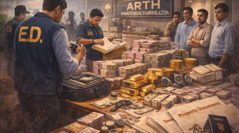 ED की बड़ी कार्रवाई: अर्थ इंफ्रास्ट्रक्चर्स ग्रुप पर छापे, करोड़ों की नकदी और संपत्ति के दस्तावेज जब्त